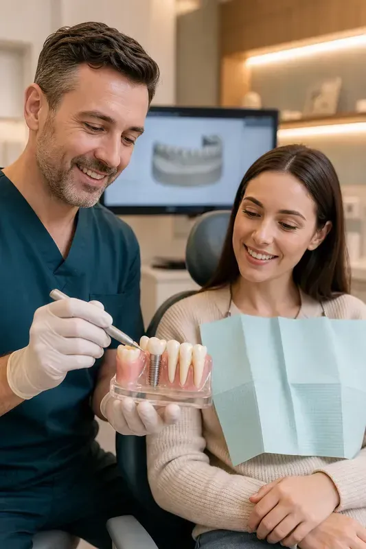 Implant dentist in Viman Nagar explaining dental implant planning