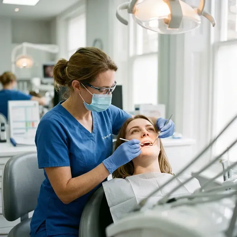 Dentist performing gentle tooth checkup and extraction preparation in Viman Nagar