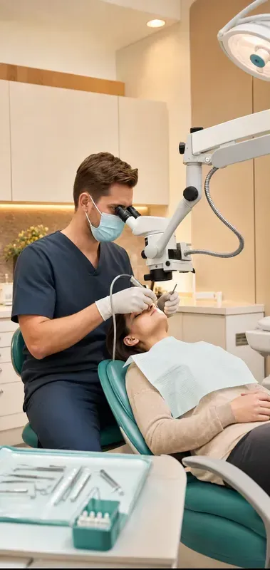 Dentist performing root canal treatment in Viman Nagar
